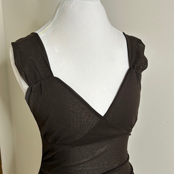 MICHAEL MICHAEL KORS SHEER CHOCOLATE BROWN TOP - Picture 8 of 11